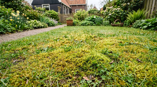 Open plekken in het gazon na verticuteren