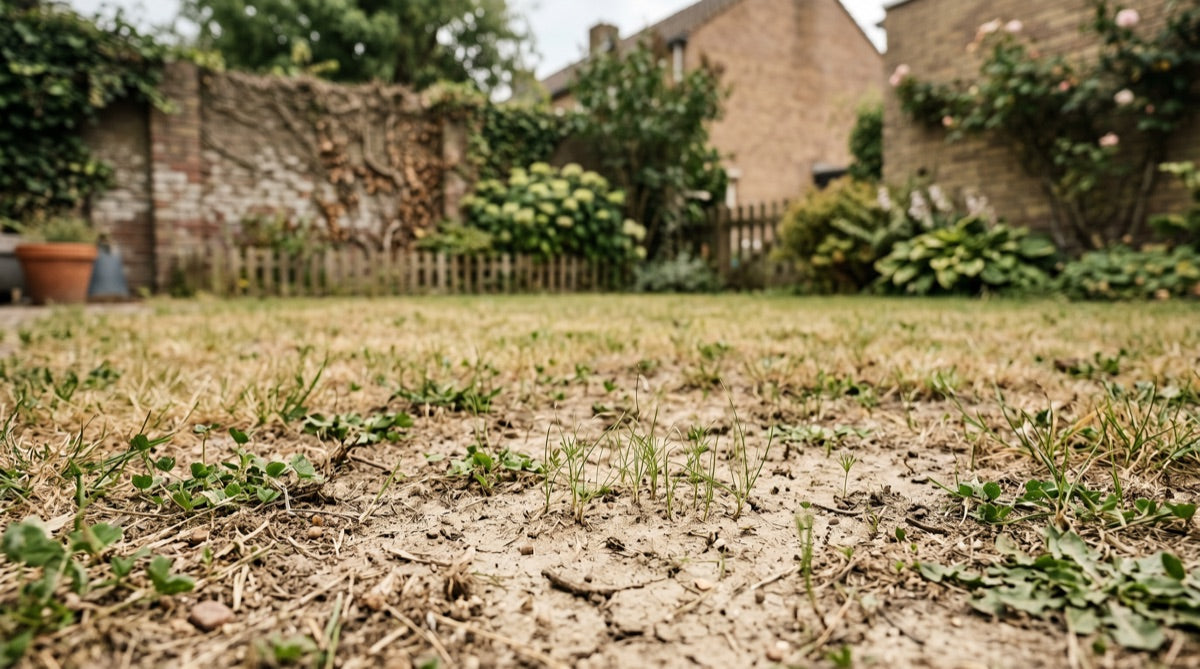 Kale plek in gazon — graszaad is niet opgekomen